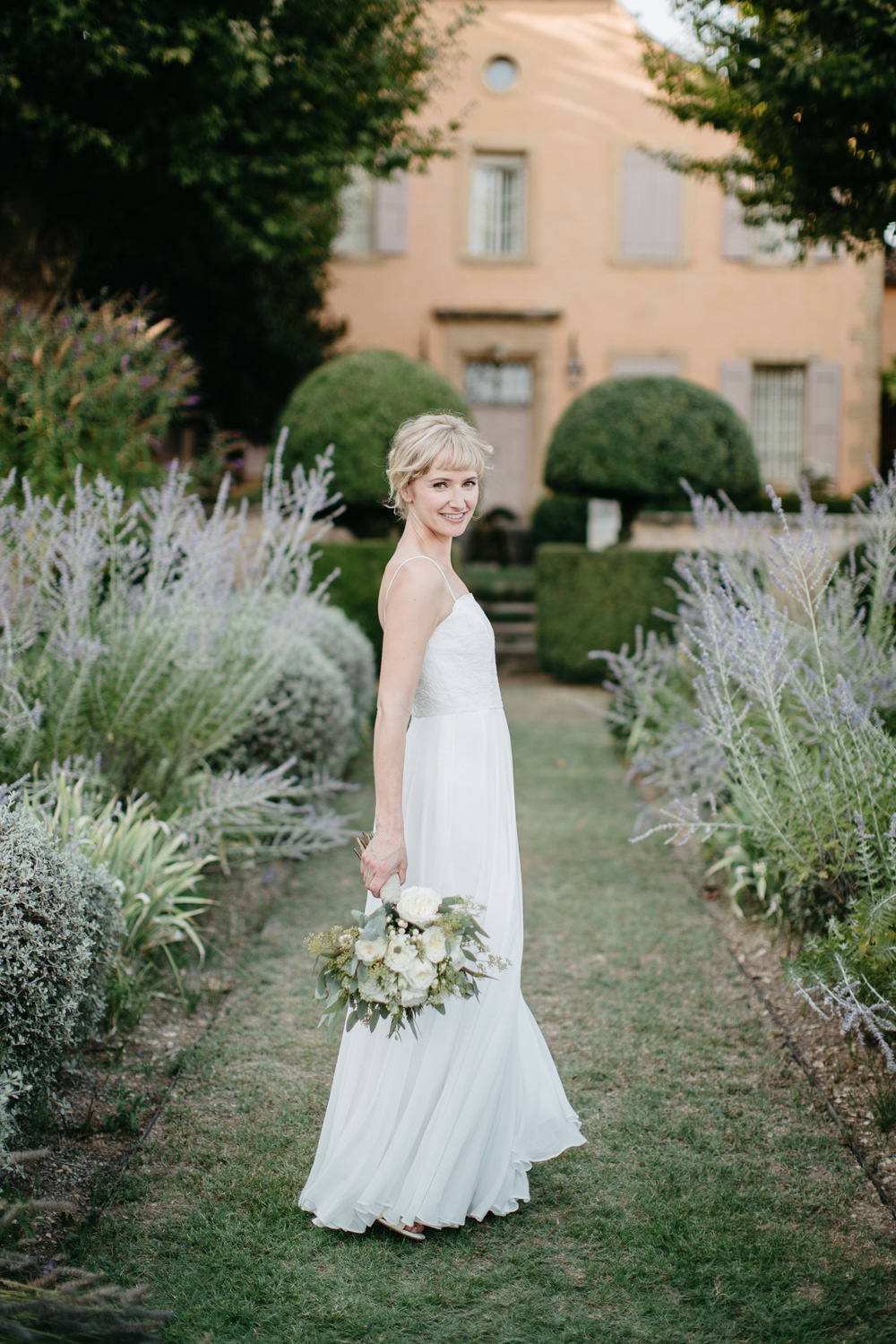 Bride during her wedding in the south of France in Lourmarin 