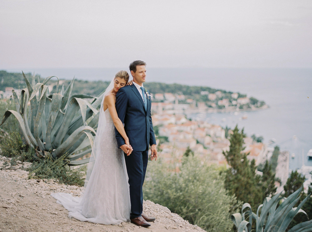 Bride and groom after their wedding ceremony in Hvar in Croatia