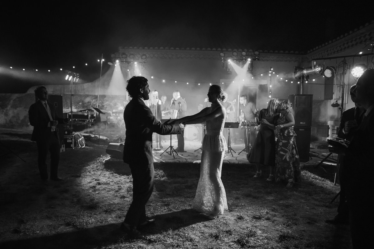 Newly-wed couple having their first dance in the south of france