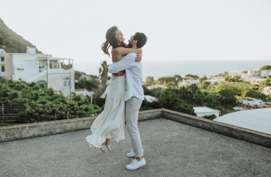 Couple in Capri on their wedding day